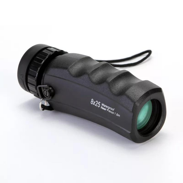 Jumelles randonnée Monoculaire HD 8x25 noir sur fond blanc