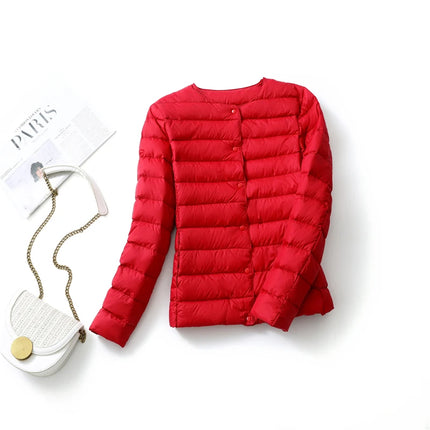 Doudoune pliable  ultra légère en duvet rouge