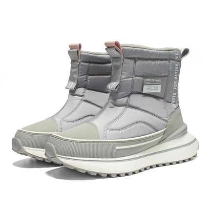 Bottes de neige avec intérieur en coton pelucheux pour femme gris