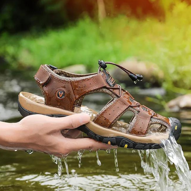 Sandales de Randonnée Homme en Cuir Bout Fermé Respirantes et Sandales de Randonnée Homme en Cuir Bout Fermé Respirantes et