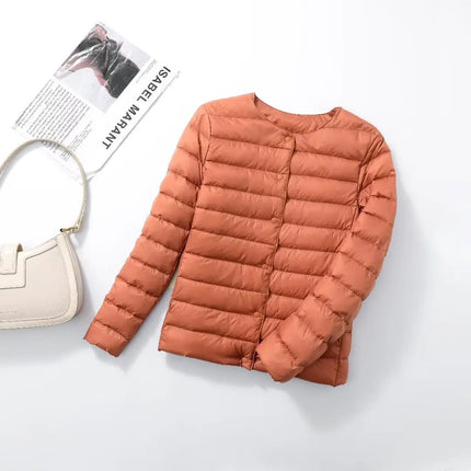 Doudoune pliable  ultra légère en duvet orange