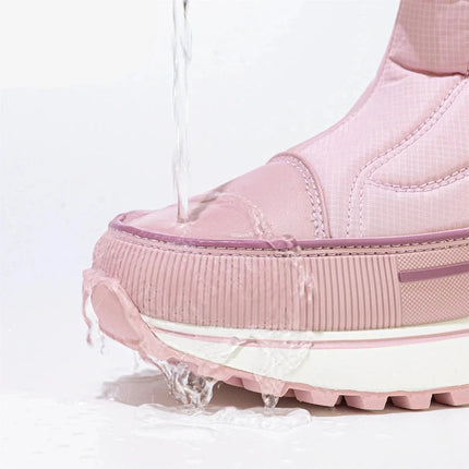 Bottes de neige avec intérieur en coton pelucheux pour femme imperméable