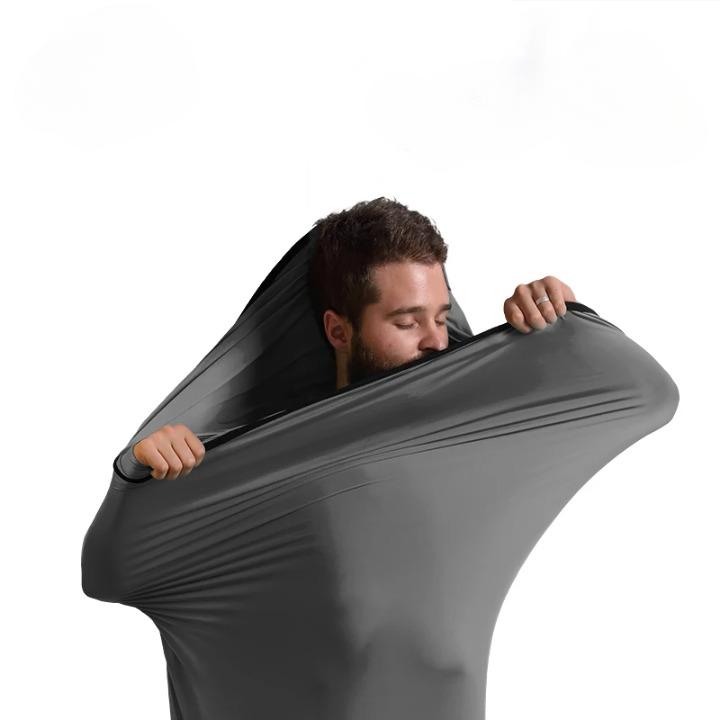 Drap Sac de Couchage Gris Elastique et Léger en Nylon