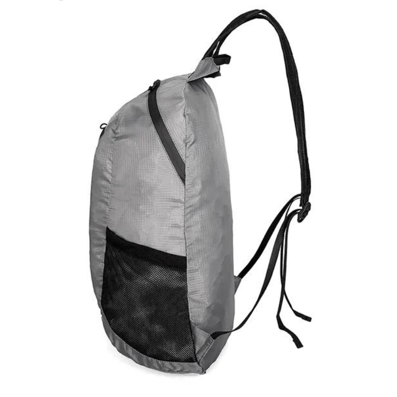 sac à dos randonnée femme pliable gris vue de profil