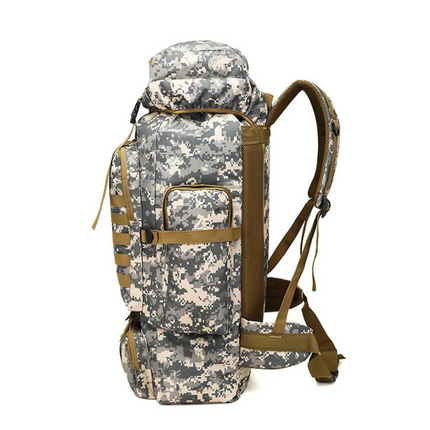 sac à dos randonnée homme 80l camouflage vue de profil