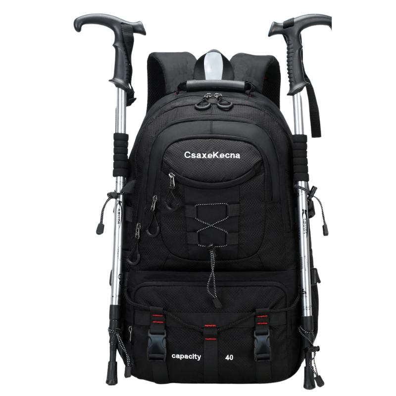 sac à dos randonnée homme 40l noir avec bâtons de rando