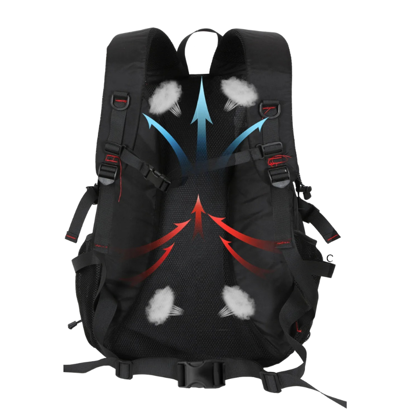sac à dos randonnée homme 40l noir, panneau arrière