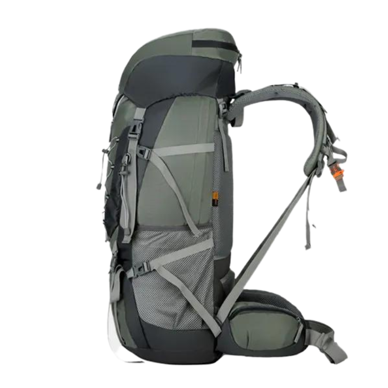 sac à dos randonnée trekking 75l vert vue de profil