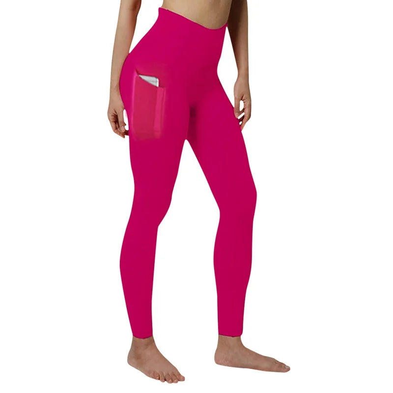 Leggings taille haute pour femmes rose