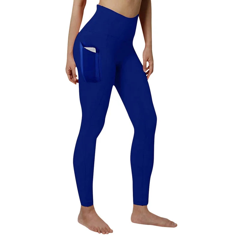 Leggings taille haute pour femmes bleu