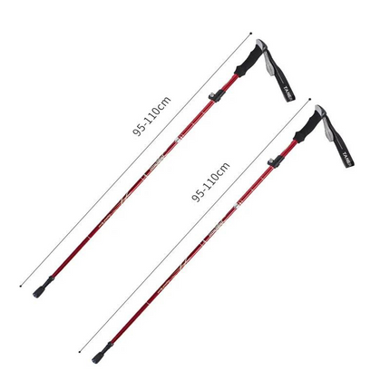 Bâtons de Randonnée Réglables 95-110 cm rouge