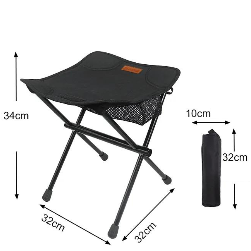 Chaise de Camping Mini avec Sac de Rangement noir