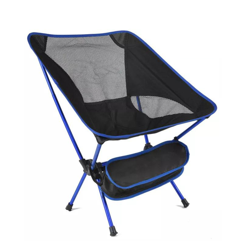 Chaise de Camping Portable en Alu et Tissu Oxford bleu