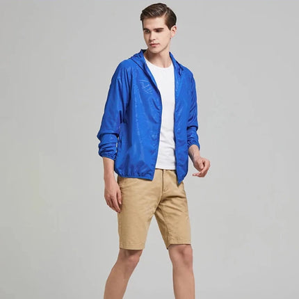 homme avec Veste de randonnée imperméable coupe-vent homme et femme