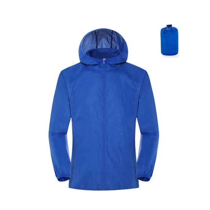 Veste de randonnée imperméable coupe-vent homme et femme bleu