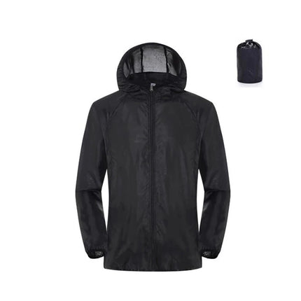 Veste de randonnée imperméable coupe-vent homme et femme noir