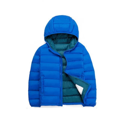 Doudounes à capuche légères bleu