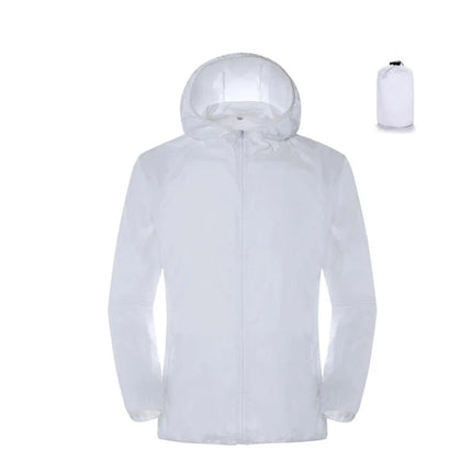 Veste de randonnée imperméable coupe-vent homme et femme blanche