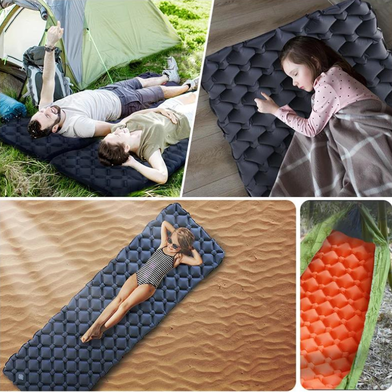 Matelas De Camping Auto-gonflant - 190x60x5 Cm, Navy, Pompe Intégrée, Imperméable