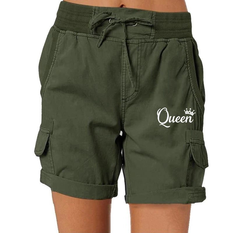 Short cargo imprimé Queen pour femme vert