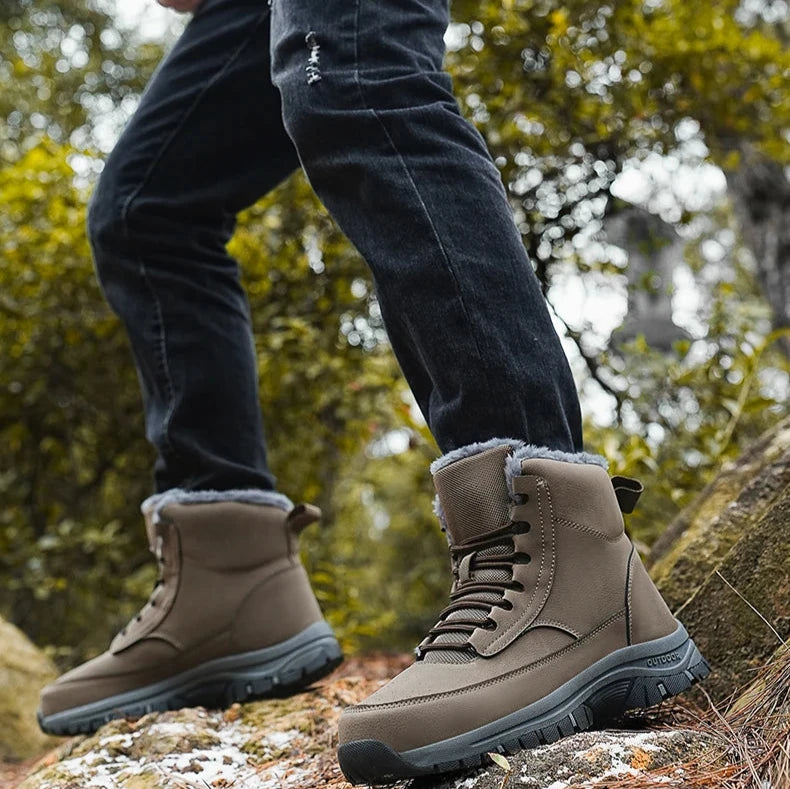 Bottes de neige en cuir imperméables pour montagne