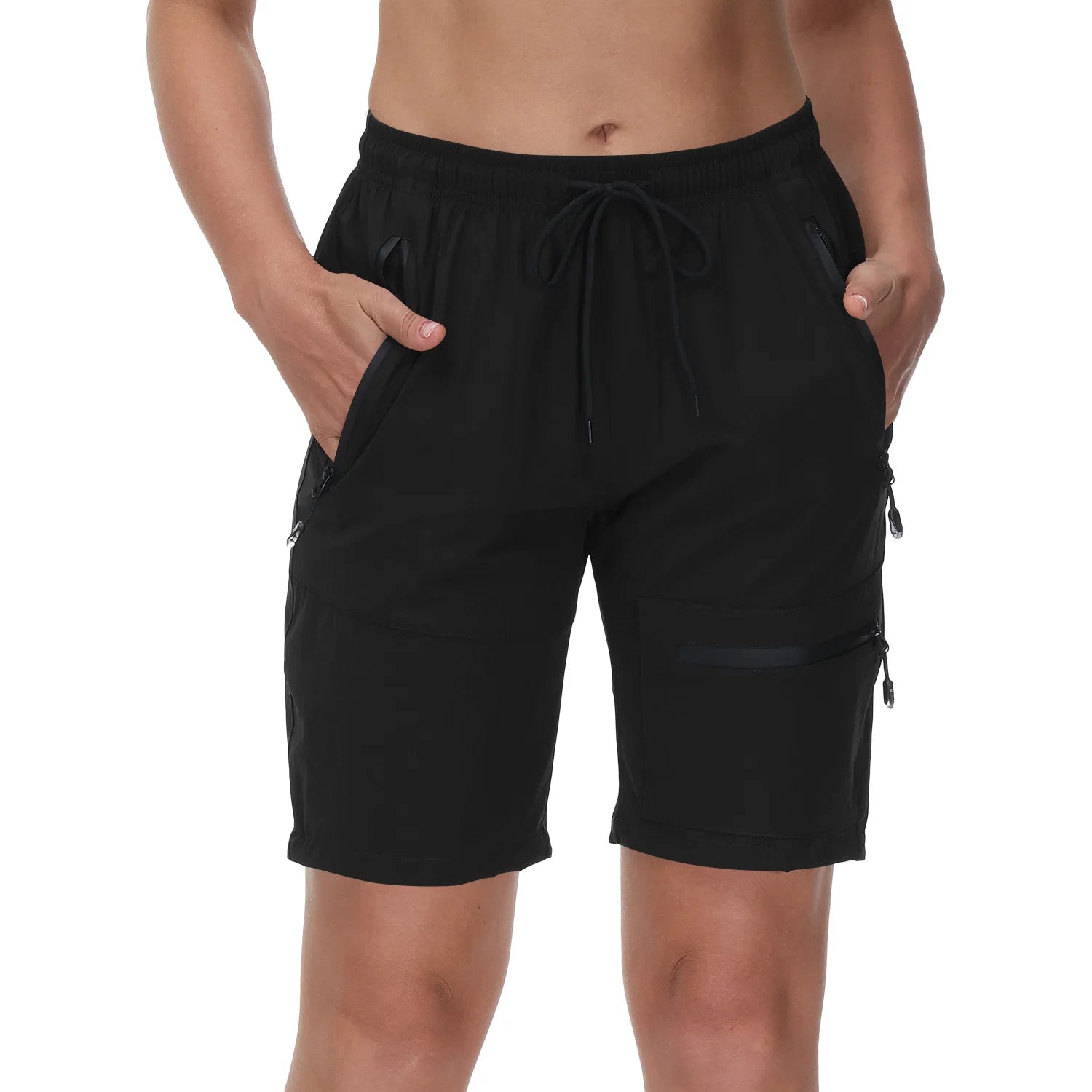 Short cargo léger pour femme noir