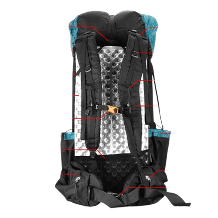 Sac à Dos d'Alpinisme et Randonnée Étanche 50L panneau arrière