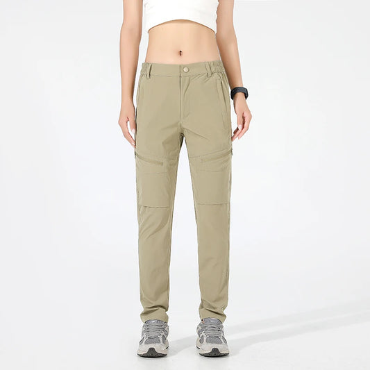 Pantalon de randonnée cargo imperméable pour femme khaki