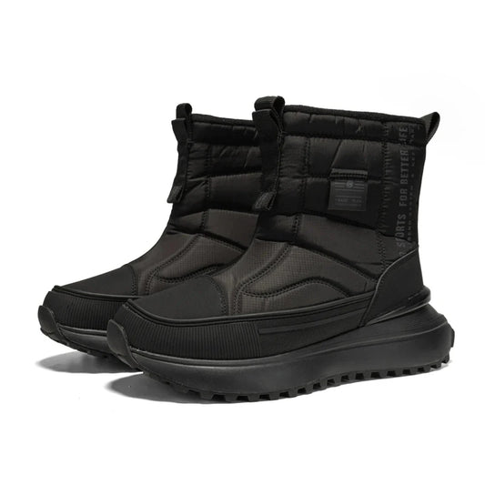 Bottes de neige avec intérieur en coton pelucheux pour femme noir