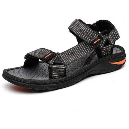 Sandales pour randonnée noir et orange fond blanc