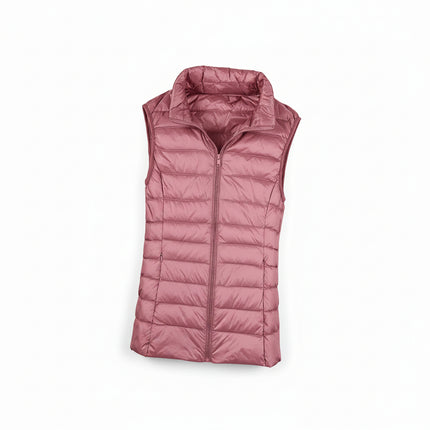 Doudoune sans manches femme en duvet rose poudré