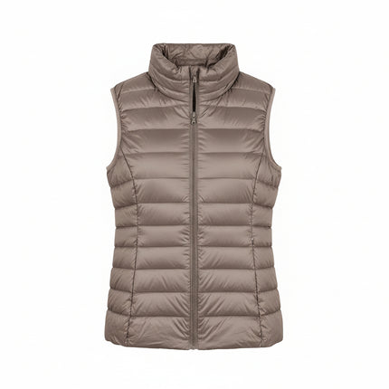 Doudoune sans manches femme en duvet taupe