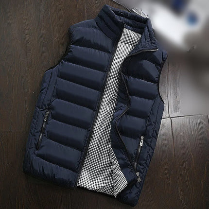 Doudoune sans manches homme bleu marine avec doublure vichy