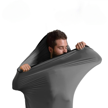 Drap Sac de Couchage Gris Elastique et Léger en Nylon