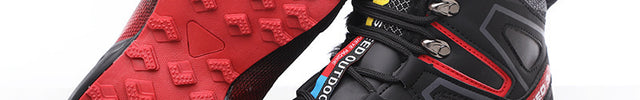 Chaussures de randonnée hautes hiver avec fourrures rouge