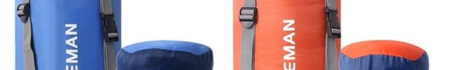 Les quatre tailles de sac de compression côte à côte, du S au XL