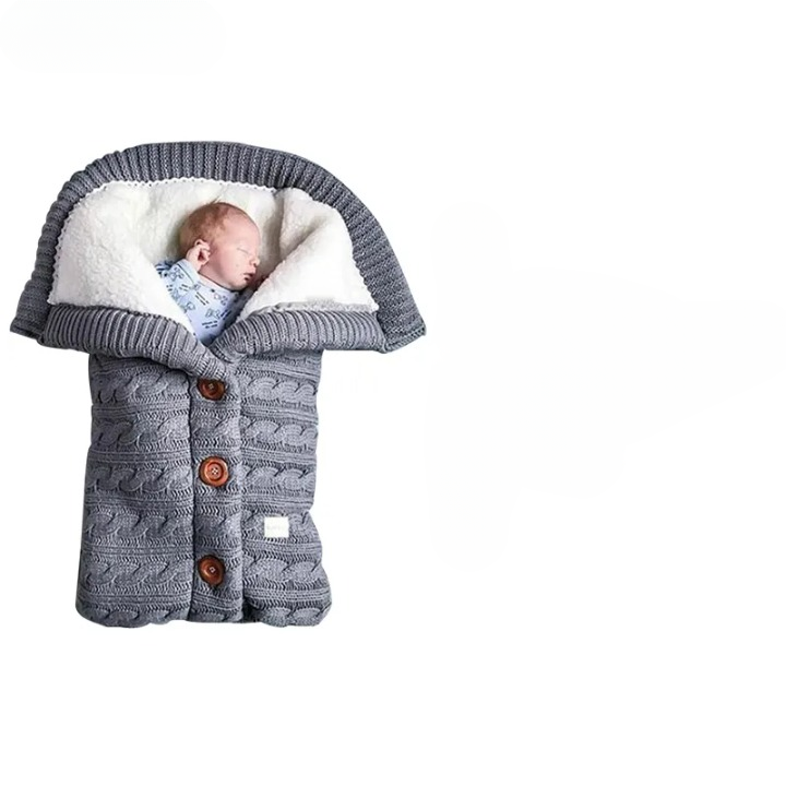 Sac de Couchage Hivernal pour Bébé en Cachemire avec Boutons