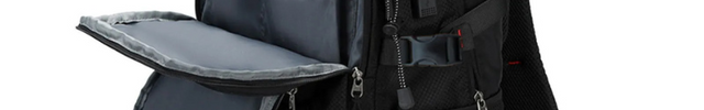 compartiment du sac à dos randonnée homme 40l noir sur fond blanc