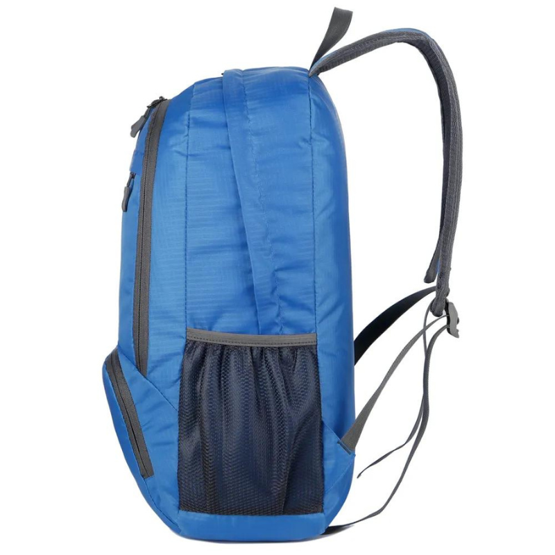 sac à dos randonnée pliable avec rangement pratique bleu vue latérales