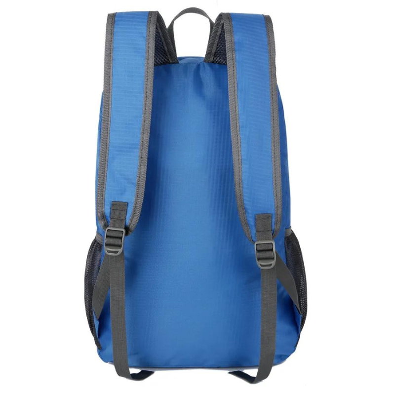 sac à dos randonnée pliable avec rangement pratique bleu vue de dos