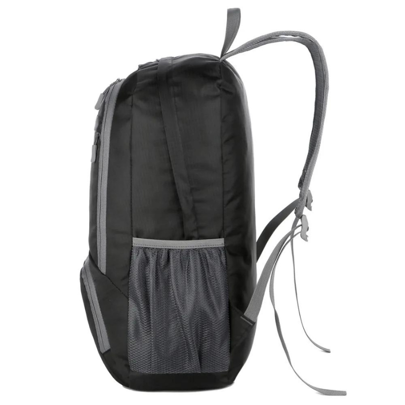 sac à dos randonnée pliable avec rangement pratique noir vue latérales