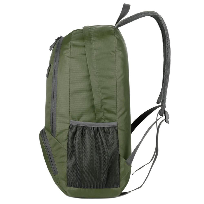 sac à dos randonnée pliable avec rangement pratique vert vue latérales
