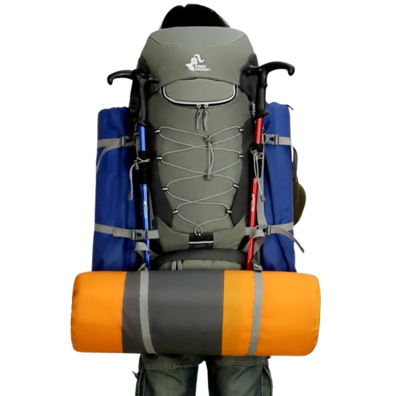 sac à dos randonnée trekking 75l vert porté