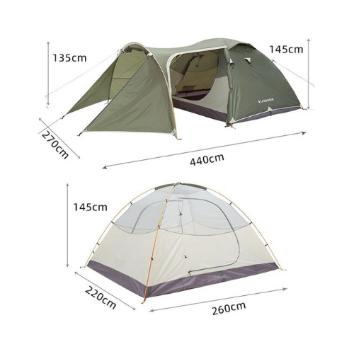 dimensions Tente de Randonnée Spacieuse pour 4 Personnes